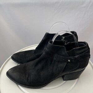 Doice Vita Womens Black Suede Side Zipped Block Heel Ankle Bootie Size 10